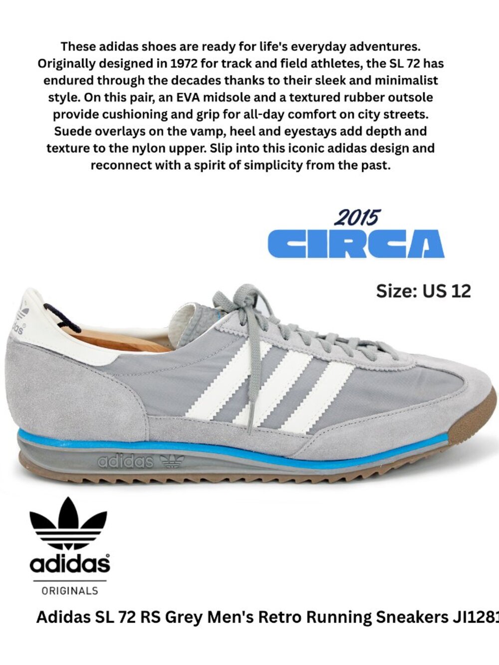 Adidas SL 72 RS Grey Men's Retro Running Sneakers JI1281